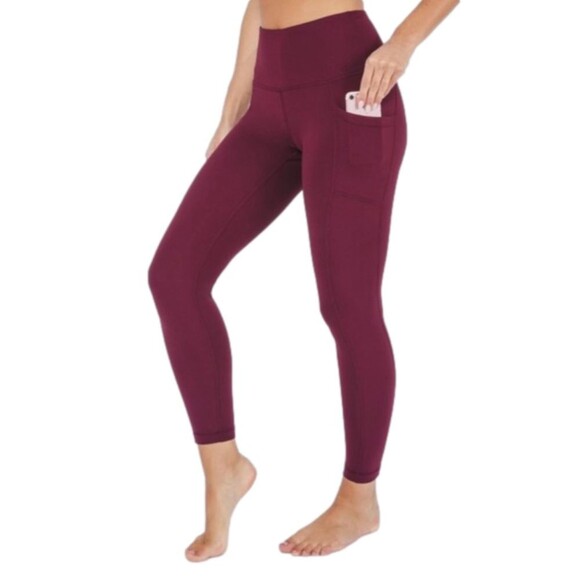 Yogalicious High Waist 7/8 Ankle Length Windsor Wine Leggings - Picture 1 of 6